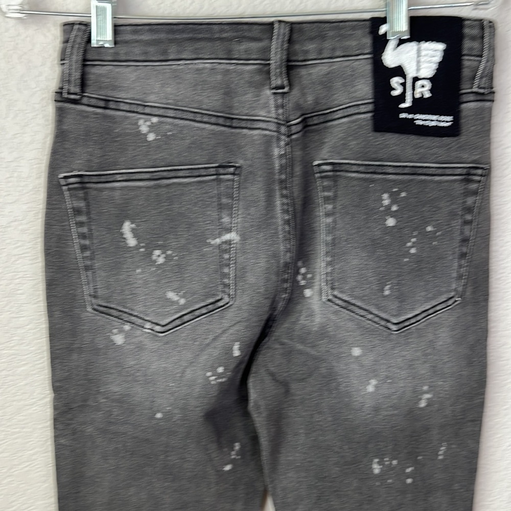 Free People x Sandrine Rose Black Gray Polka Dot Skinny Jeans Size 28 - Picture 11 of 14